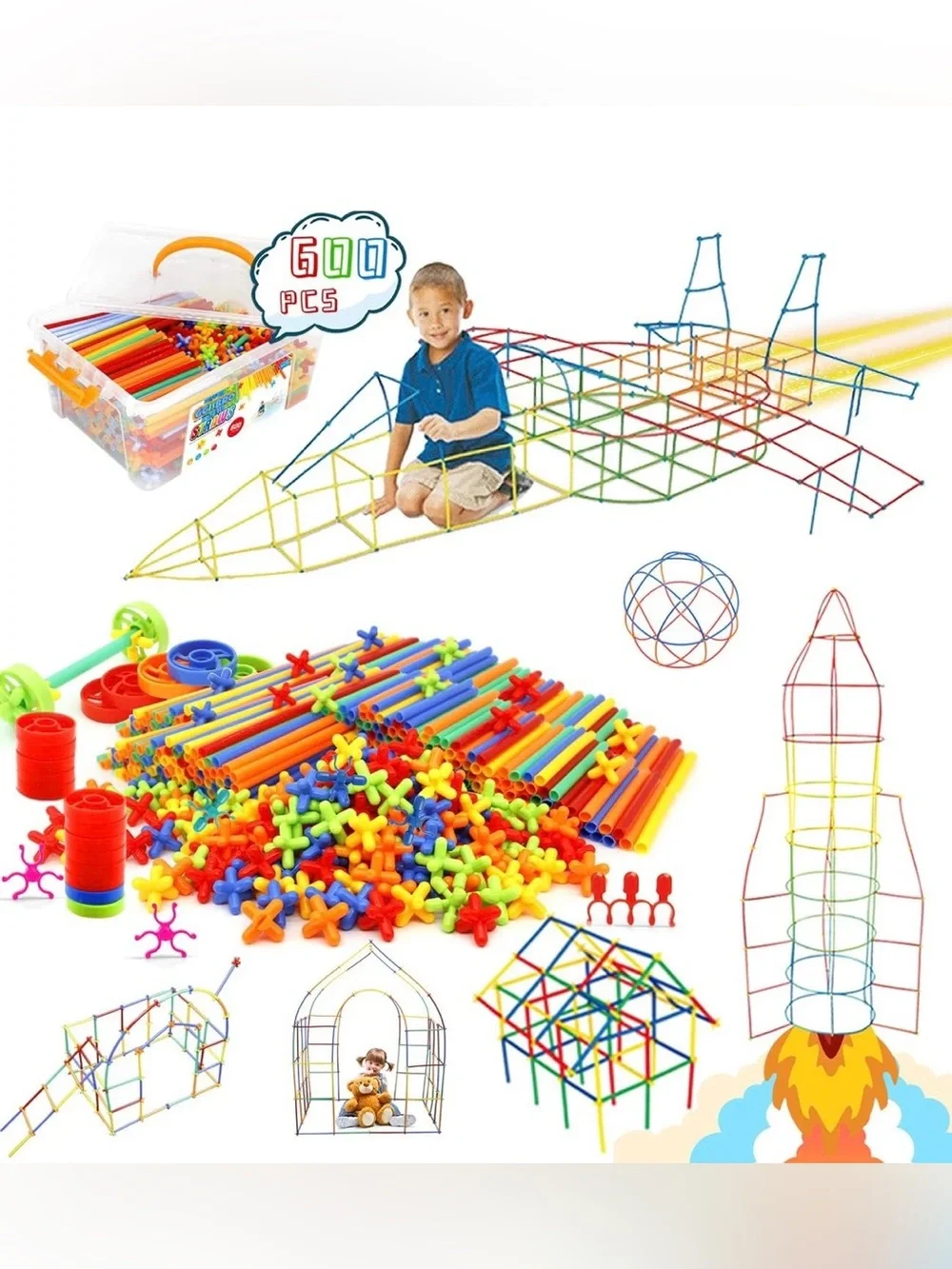 Ggilbro Straw Constructor Stem Building Toys 600pcs